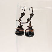 Украшения handmade. Livemaster - original item Dangling earrings with black agates, natural stone earrings. Handmade.