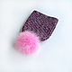 Knitted hat women 'Niki' pink Burgundy white. Caps. klukvaknit. Online shopping on My Livemaster.  Фото №2
