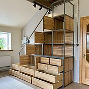 Для дома и интерьера handmade. Livemaster - original item Shelving staircase to the 2nd floor in Loft style (project d. Kryukovo). Handmade.