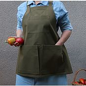 Для дома и интерьера handmade. Livemaster - original item aprons: The apron is short with large pockets and wide straps. Handmade.