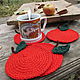 Coasters Apples red. Stand. Weather (knitting) Irina. Online shopping on My Livemaster.  Фото №2