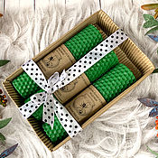Сувениры и подарки handmade. Livemaster - original item Set of natural candles made of colored wax Green. Handmade.