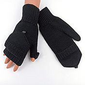 Аксессуары handmade. Livemaster - original item Mittens-mittens with caps (trasformers) knitted Black. Handmade.