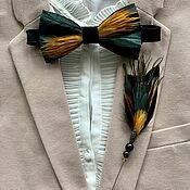 Аксессуары handmade. Livemaster - original item Black and green bow tie set with rooster and pheasant feathers. Handmade.