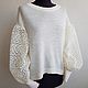 Alpaca Merino White Knitted Women Spring Blouse, Jumpers, Moscow,  Фото №1
