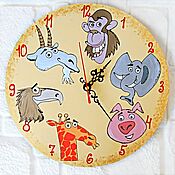 Для дома и интерьера handmade. Livemaster - original item Wall Clock Children`s Zoo. Handmade.