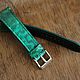 Green watch strap Frog leather watch band Exotic. Watch Straps. ART ELEN. My Livemaster. Фото №5