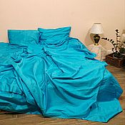 Для дома и интерьера handmade. Livemaster - original item Bed linen set Turquoise. Turkish satin. Handmade.