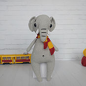 Куклы и игрушки handmade. Livemaster - original item Sad Elephant Johnny with a Scarf Toy elephant with a striped scarf. Handmade.
