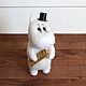 Moomintroll dad in a top hat toy made of wool, Felted Toy, Moscow,  Фото №1