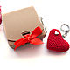Брелок 5 см Вязаное сердце красный. Подарки на 14 февраля. BarminaStudio❤️Вязаный декор✔️Марина (barmar). Ярмарка Мастеров.  Фото №4