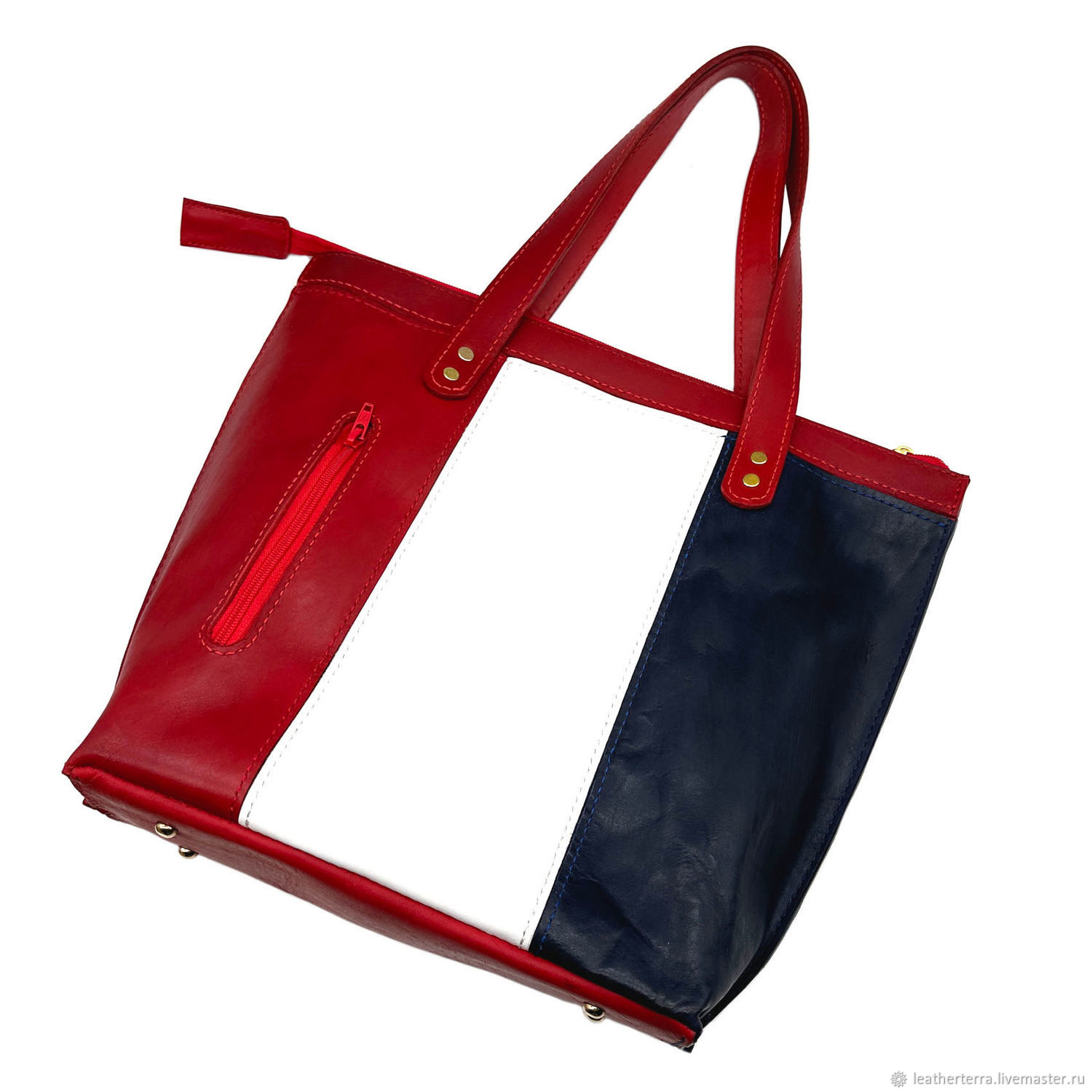 Кожаная сумка - шопер Томми Триколор в интернет-магазине Ярмарка ...