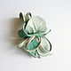 Brooch flower leather aquamarine icy light mint. Brooches. De-Si-Re. Online shopping on My Livemaster.  Фото №2