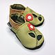 Olive Baby Shoes with Flower, Leather Baby Shoes,  Toddler Shoes. Footwear for childrens. ebooba. Интернет-магазин Ярмарка Мастеров.  Фото №2