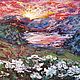 Картина горы озеро цветы закат "Жемчужные берега", Картины, Мурманск,  Фото №1