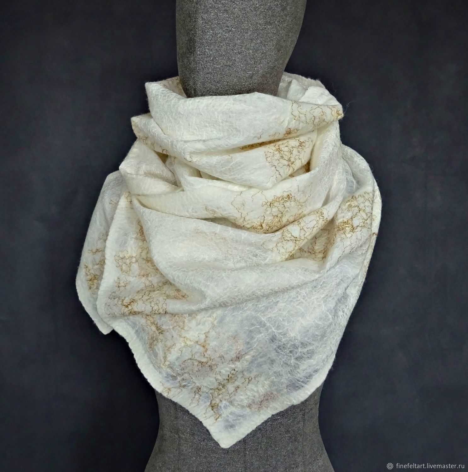 'Your tender' scarf is naturally white, cream, ecru, milk, ivory, Wraps, Nizhny Novgorod,  Фото №1