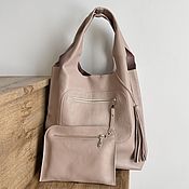 Сумки и аксессуары handmade. Livemaster - original item Summer bag pink leather-Large Shoulder bag made of leather String Bag. Handmade.