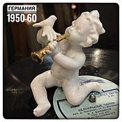 Винтаж handmade. Livemaster - original item Putti with a trumpet, angel, Germany, 1950-60 (1163). Handmade.