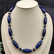 Работы для детей, handmade. Livemaster - original item Magnificent beads made of natural Lapis Lazuli and river pearls Peacock. Handmade.
