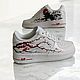 Кроссовки белые, кастом кроссовок Nike Air Force,япония,ручная роспись, Кроссовки, Волжский,  Фото №1