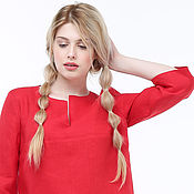 Одежда handmade. Livemaster - original item Red tunic made of 100% linen. Handmade.
