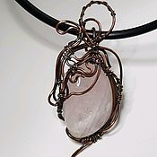 Украшения handmade. Livemaster - original item Rose quartz pendant, copper. Handmade.