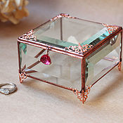 Свадебный салон handmade. Livemaster - original item Glass jewelry box with filigree for wedding rings. Filigree. Handmade.