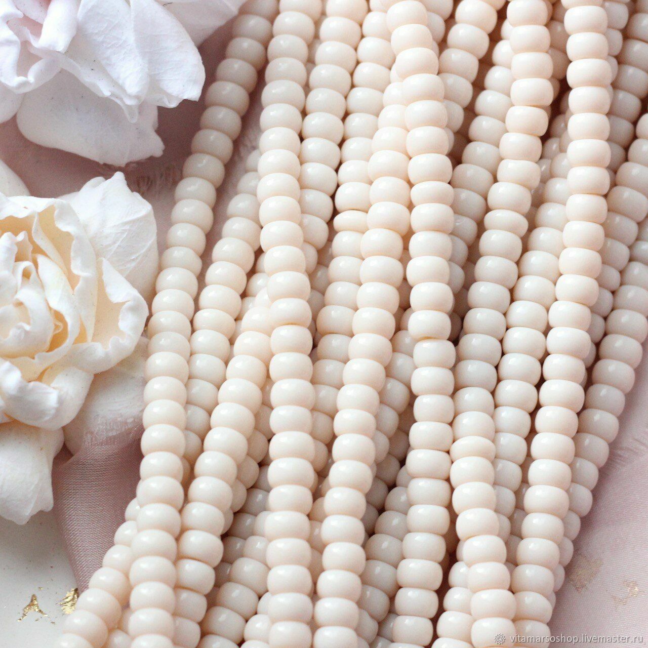 Штамповое чешское стекло кремовое , 6*4 мм, 1/2 нити, К116 купить в ...