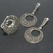 Украшения handmade. Livemaster - original item Ring Earrings Marcasite 925 Sterling Silver VAN0007. Handmade.