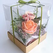 Косметика ручной работы. Ярмарка Мастеров - ручная работа Bouquet of roses in an aquarium box. Handmade.