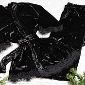 Длинный халат из натурального тенселя Латте с кружевом