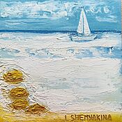 Картины и панно handmade. Livemaster - original item Oil painting sailboat in the ocean 