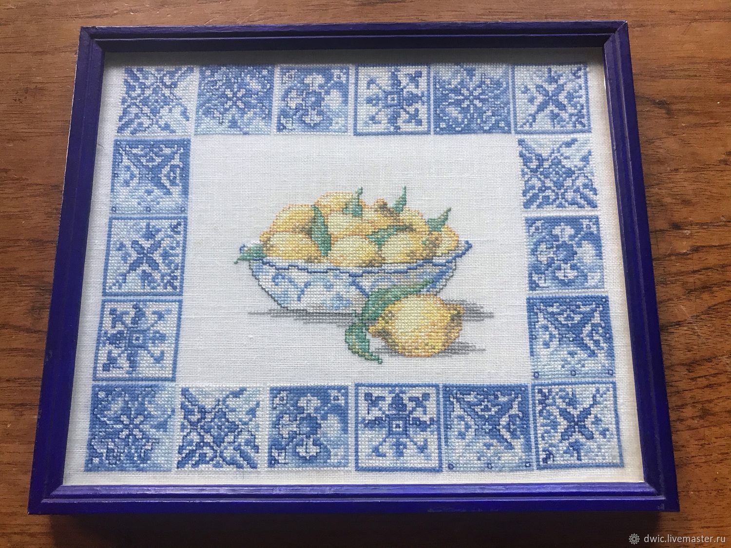 Embroidery 'Lemons', handmade, Holland, Vintage interior, Arnhem,  Фото №1