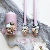 Свадебные бокалы с цветами "Розовый микс" и кружевом