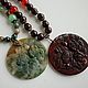 Stone rose necklace with large carved agate green pendant. Necklace. Roxana flowers. My Livemaster. Фото №5