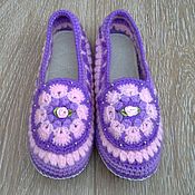 Knitted Slippers Rossiyanka leather sole