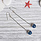 Long silver plated earrings with blue agate, Earrings, Moscow,  Фото №1