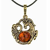 Украшения handmade. Livemaster - original item Capricorn Zodiac Sign Pendant Brass Amber Pendant Female Male. Handmade.