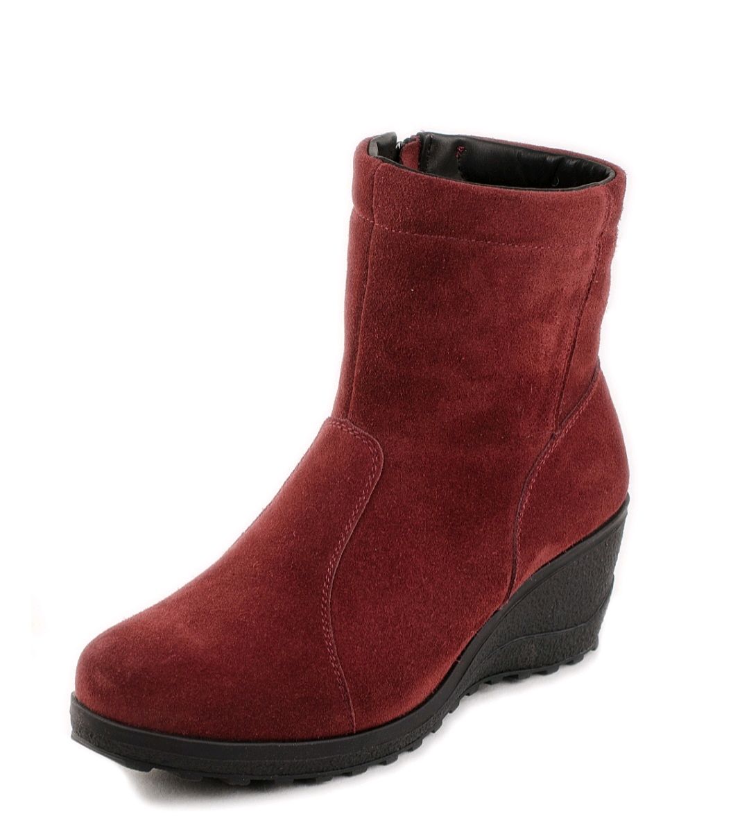 Полусапожки женские на платформе бордовые, замша, молния купить в ...