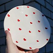 Посуда handmade. Livemaster - original item Plate Small Hearts Plate Hearts Valentine`s Day. Handmade.