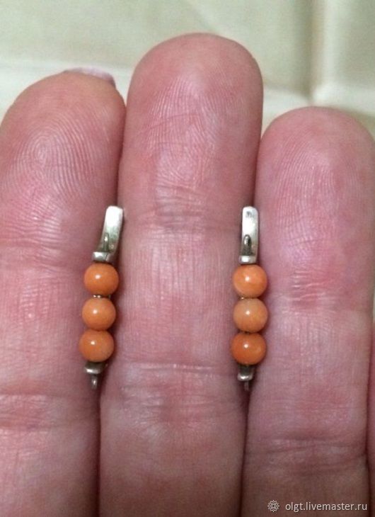 Винтаж: Винтажные серебряные серьги с натуральным кораллом купить в ...