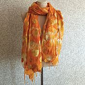 Аксессуары handmade. Livemaster - original item Orange felted silk scarf stole gift for a woman on March 8th. Handmade.