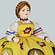Заказать Баба на чайник кукла грелка Рост 34 см Яркая жёлтая юбка с матрёшками. Кукла в подарок, Владимир (kukla-v-podarok). Ярмарка Мастеров. . Чехол на чайник Фото №3
