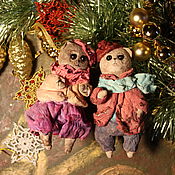 Сувениры и подарки handmade. Livemaster - original item Christmas decorations. Cotton toy couple of loving bears. Handmade.