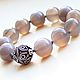 Earthy beads of grey agate with silver Bali, Rosary, Minusinsk,  Фото №1