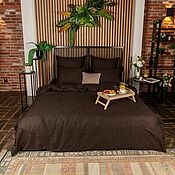 Для дома и интерьера handmade. Livemaster - original item Bed linen -stripe satin chocolate. Hotel line. Handmade.