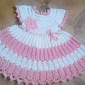 Платье праздничное для девочки ажурное вязаное крючком