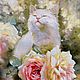 Картина маслом «Котёнок и розы», Картины, Рязань,  Фото №1
