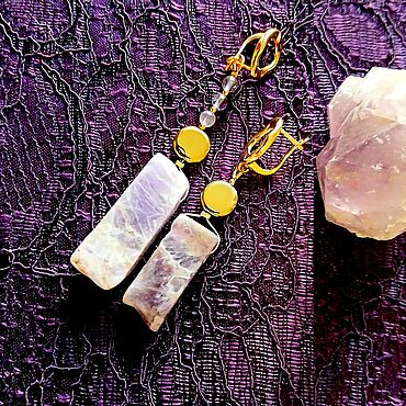 Украшения ручной работы. Ярмарка Мастеров - ручная работа Две одиночные серьги аметист гематит Аметистовое Солнце. Handmade.