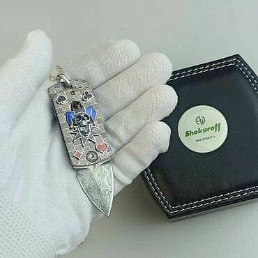 ручной работы. Ярмарка Мастеров - ручная работа Жетон-подвеска нож (art edc knife) Dog Tag ДЖОКЕР Shokuroff. Handmade.